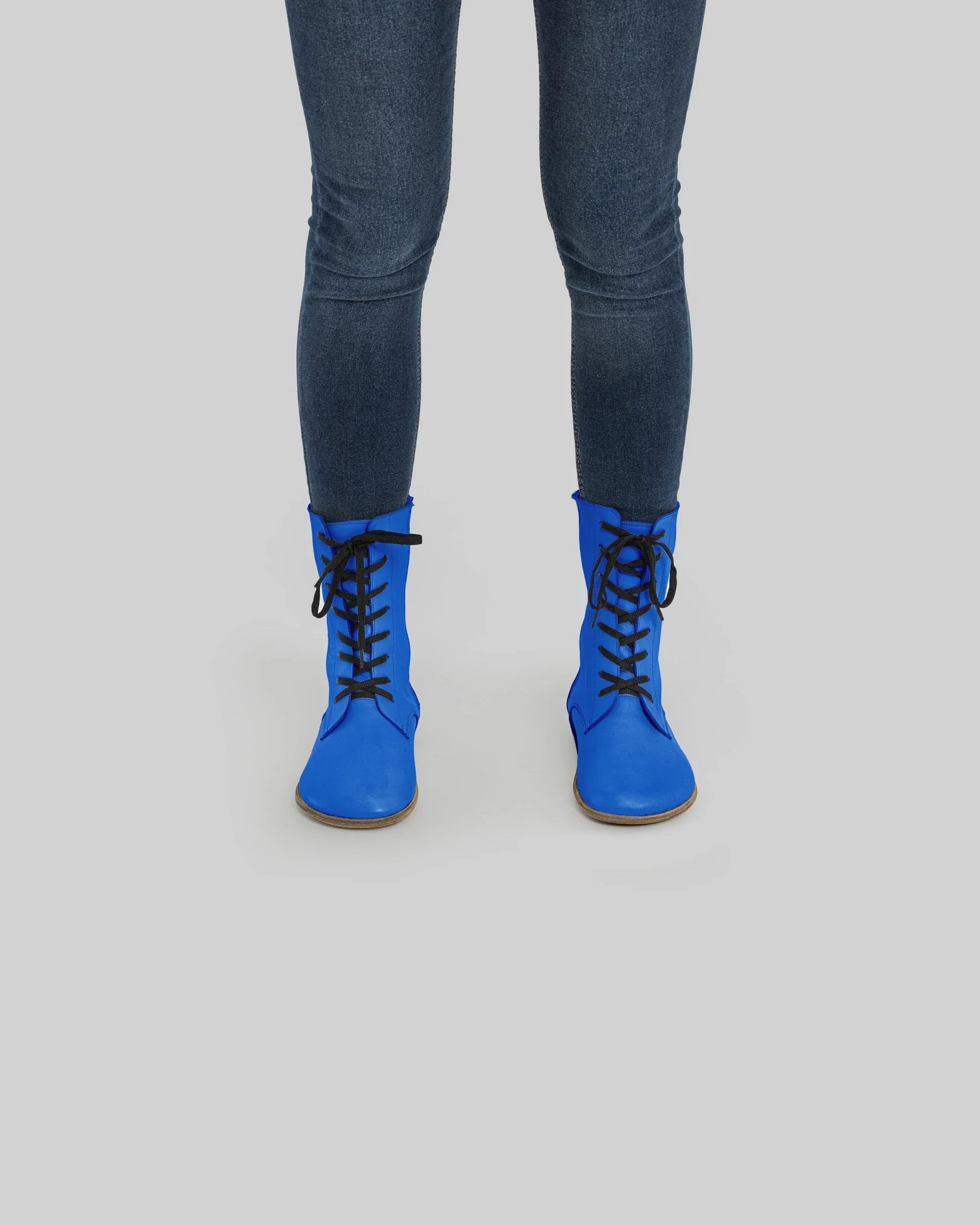 Pair Blue Barefoot Boot - Barefoot Wide Toe Calf Leather | Bespoky