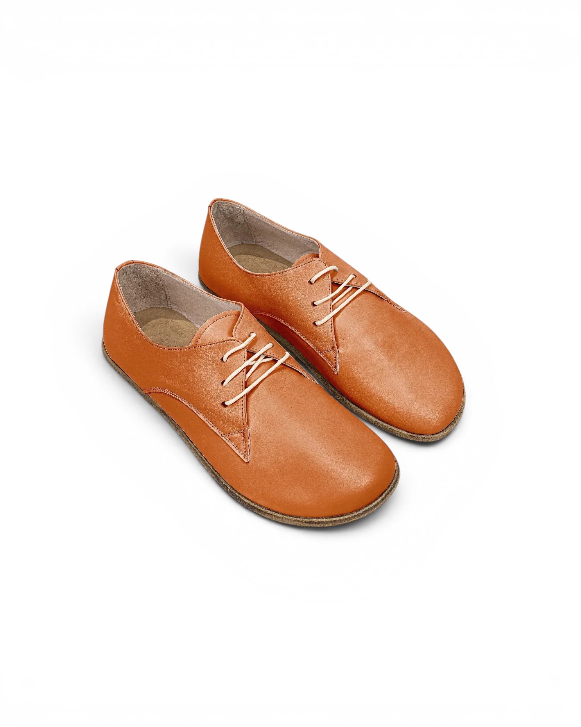 Women's Orange Oxford Shoes - Handcrafted Calf Leather Wide Toe Box | Bespoky