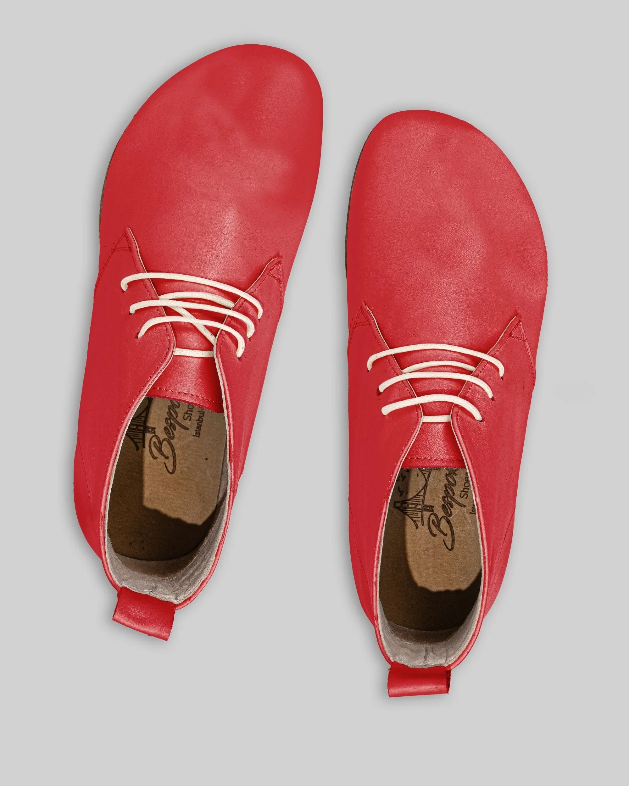 Side view Red Ankle Boots - Calf Leather Zero Drop | Bespoky