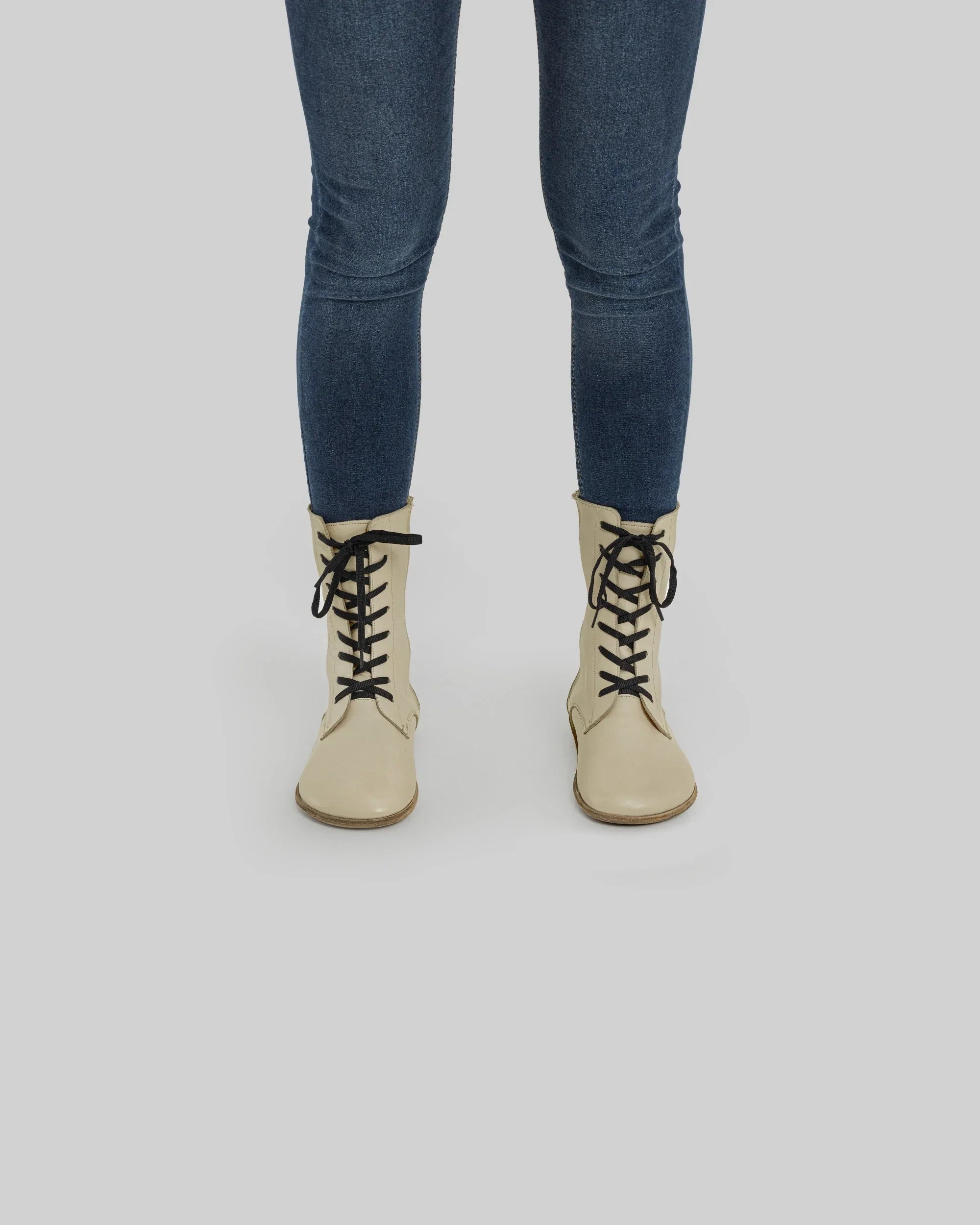 Back view Beige Barefoot Boot - Calf Leather Handcrafted | Bespoky