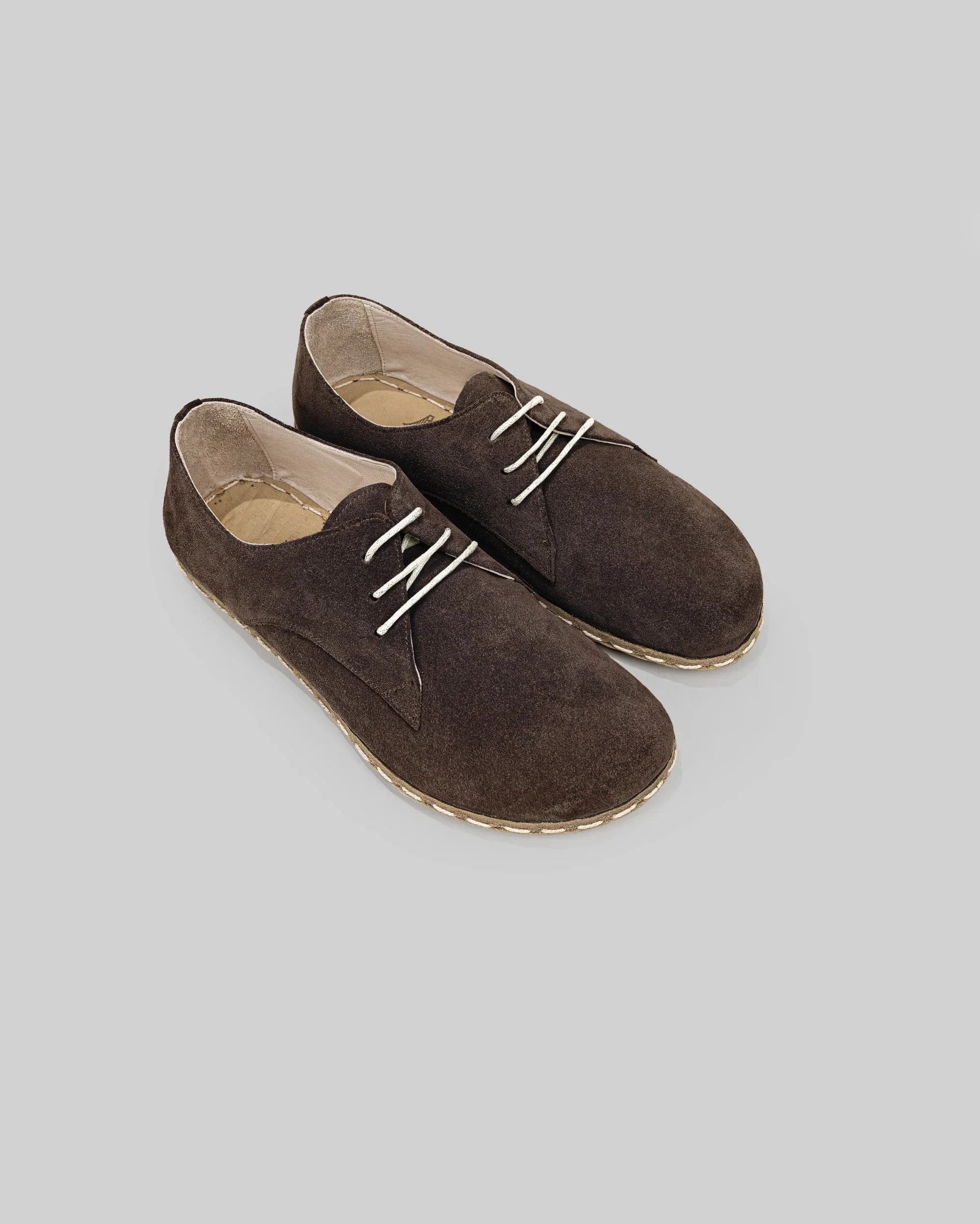 Men's Brown Suede Oxford Shoes - Handcrafted Calf Leather Wide Toe Box | Bespoky