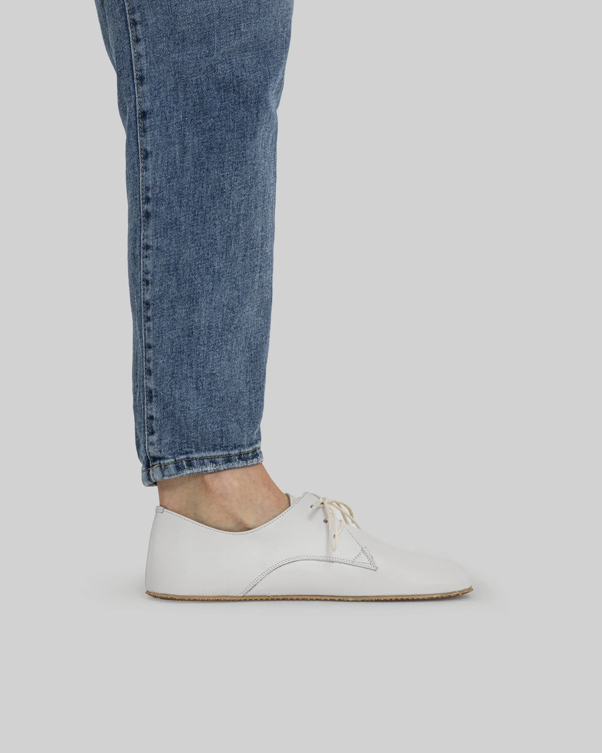 Side view White Oxford Shoes - Calf Leather Zero Drop | Bespoky
