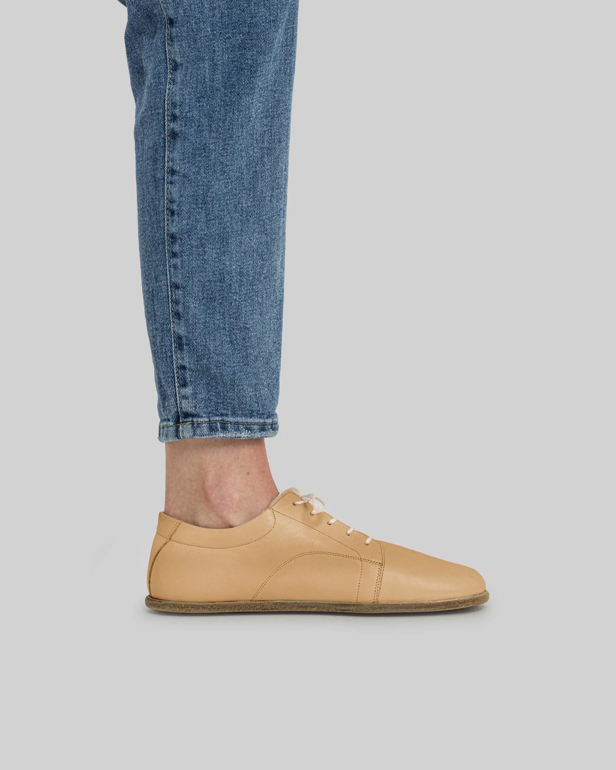 Detail Melon Yellow Barefoot Sneaker - Handcrafted Calf Leather Turkey | Bespoky
