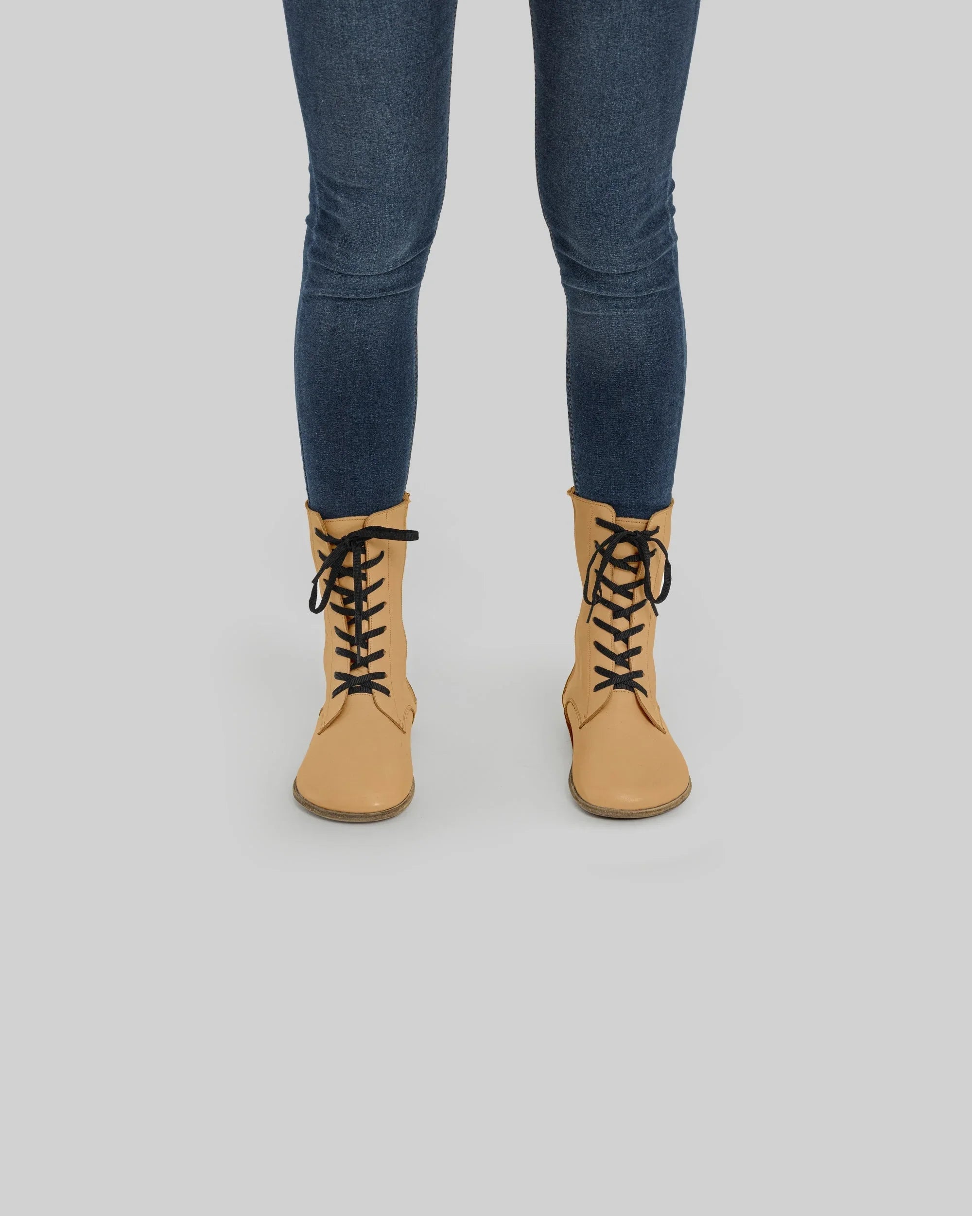 Back view Melon Yellow Barefoot Boot - Calf Leather Handcrafted | Bespoky