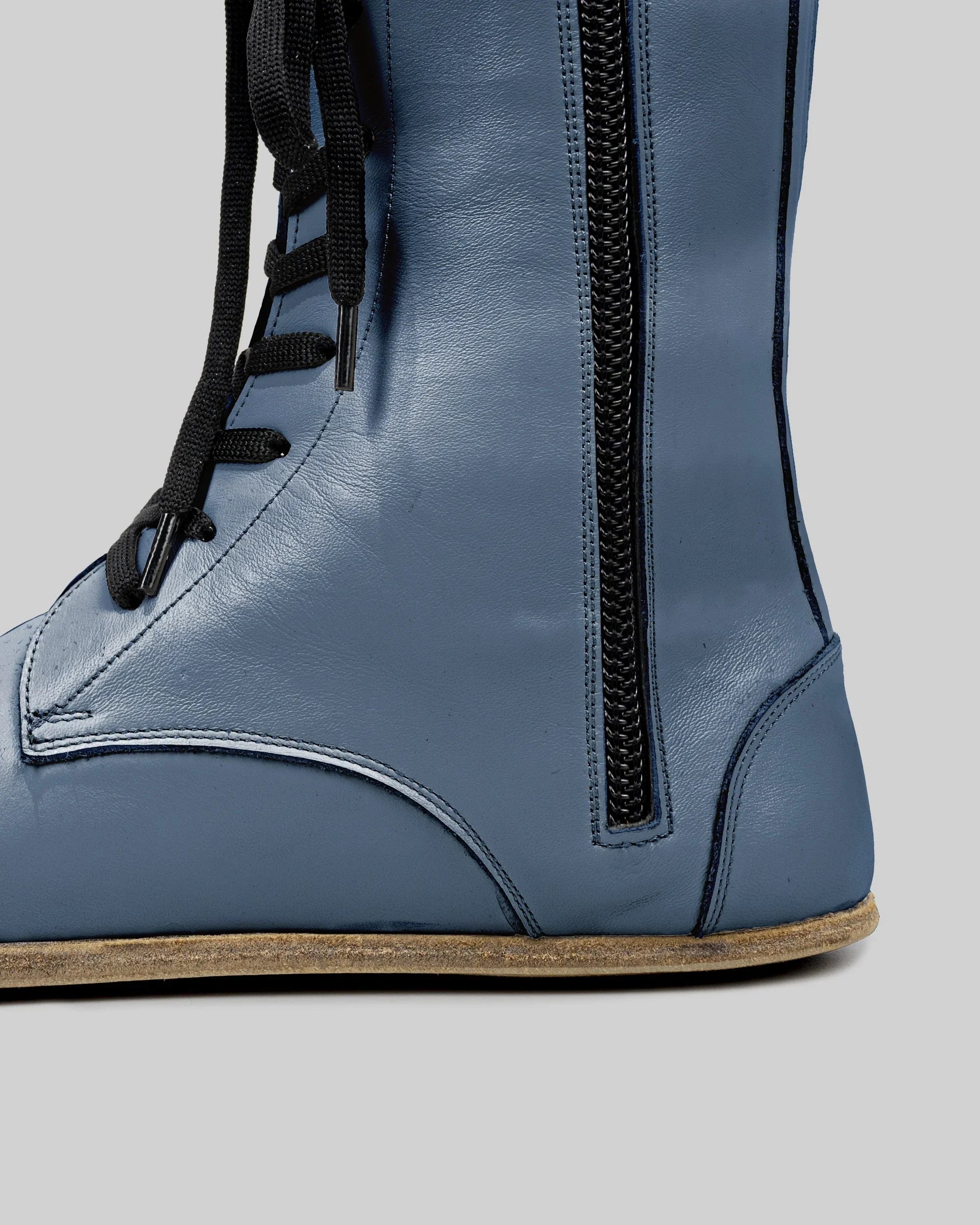 Side view Jean Blue Barefoot Boot - Calf Leather Zero Drop | Bespoky
