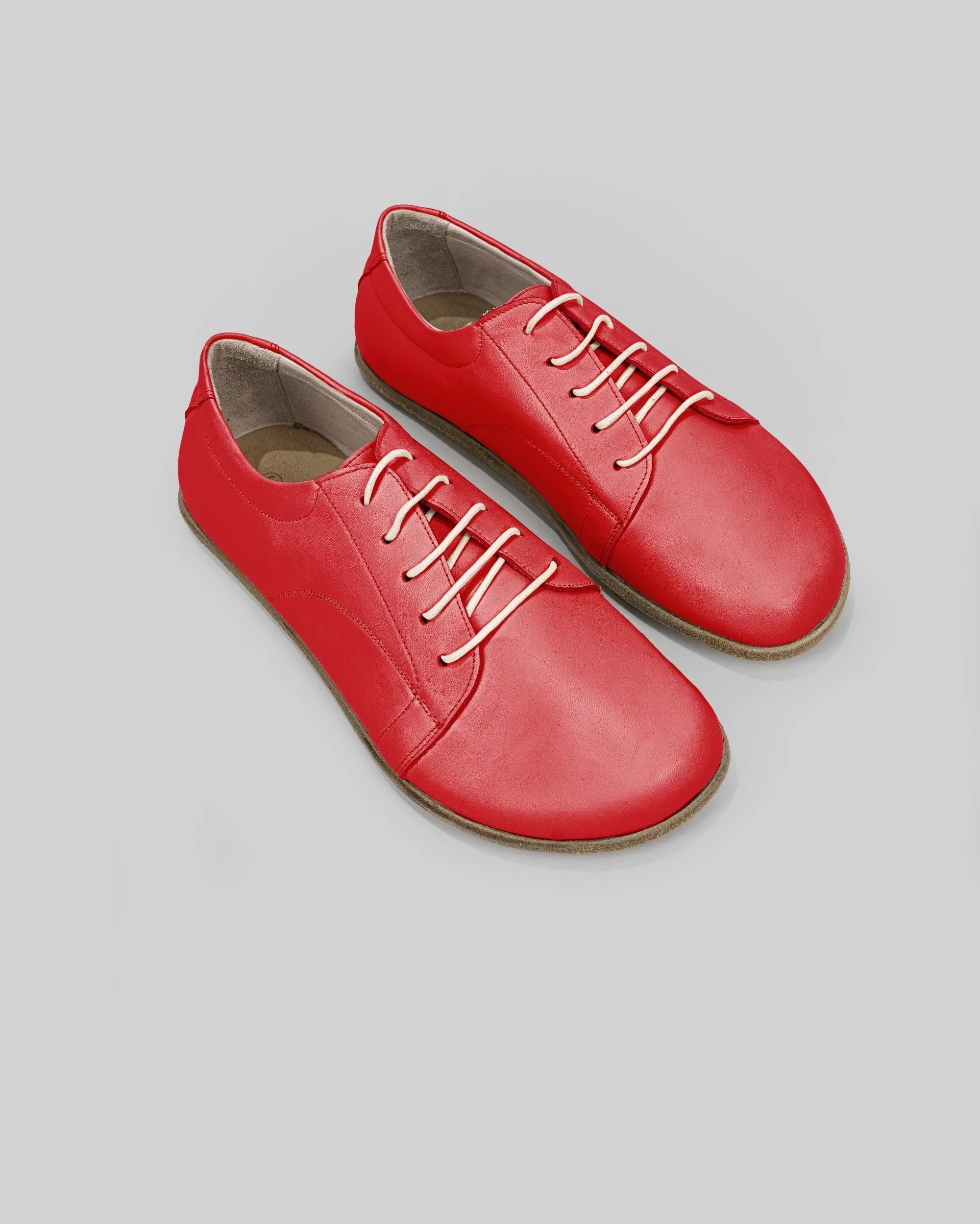 Women's Red Barefoot Sneaker - Handcrafted Calf Leather Wide Toe Box | Bespoky