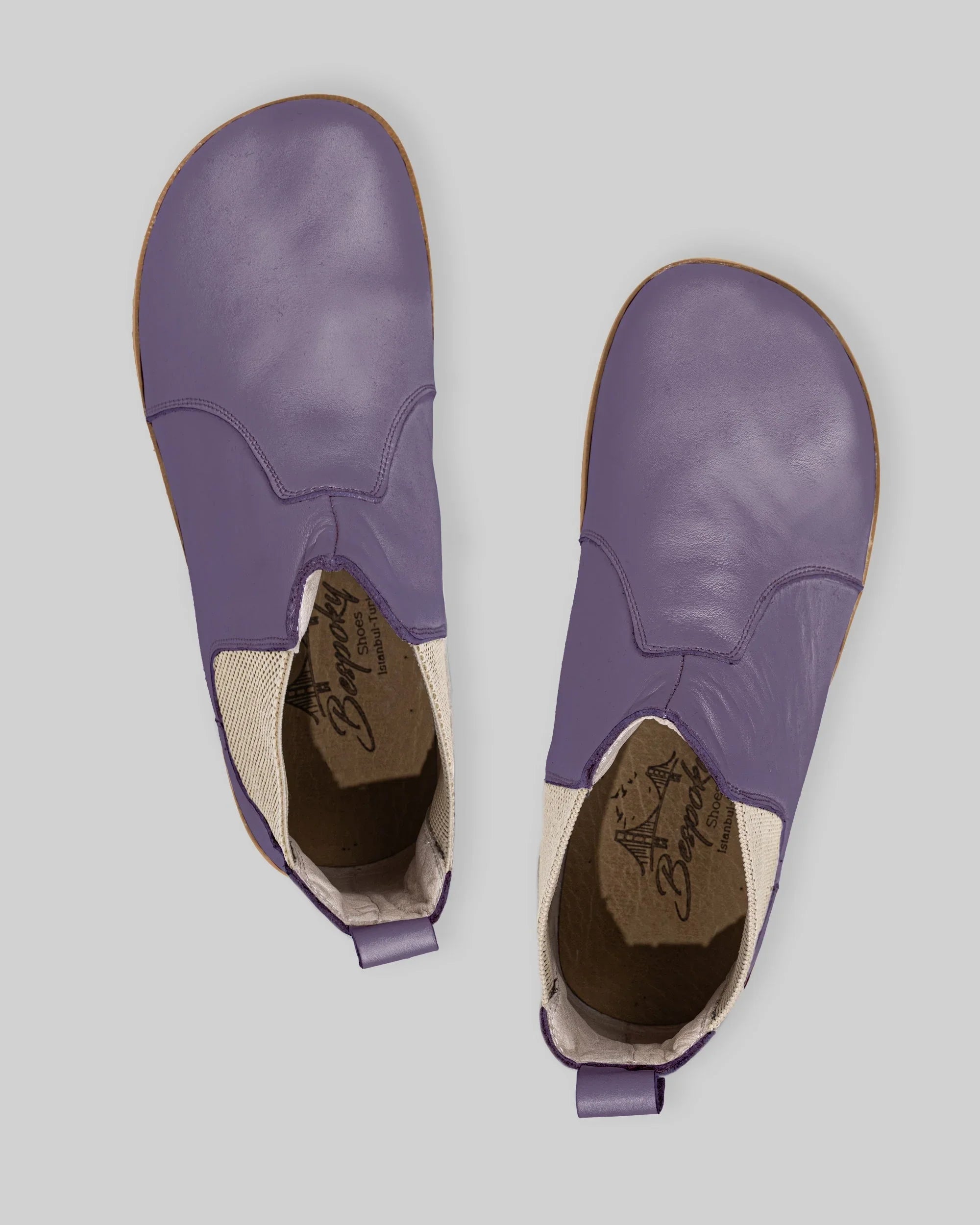 Side view Purple Chelsea Boots - Calf Leather Zero Drop | Bespoky