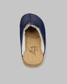 Top view Navy Blue Shearling Slippers - Handcrafted Calf Leather | Bespoky