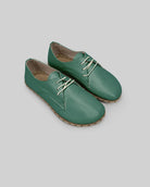 Women's Green Oxford Shoes - Handcrafted Calf Leather Wide Toe Box | Bespoky