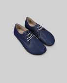 Women's Navy Blue Oxford Shoes - Handcrafted Calf Leather Wide Toe Box | Bespoky