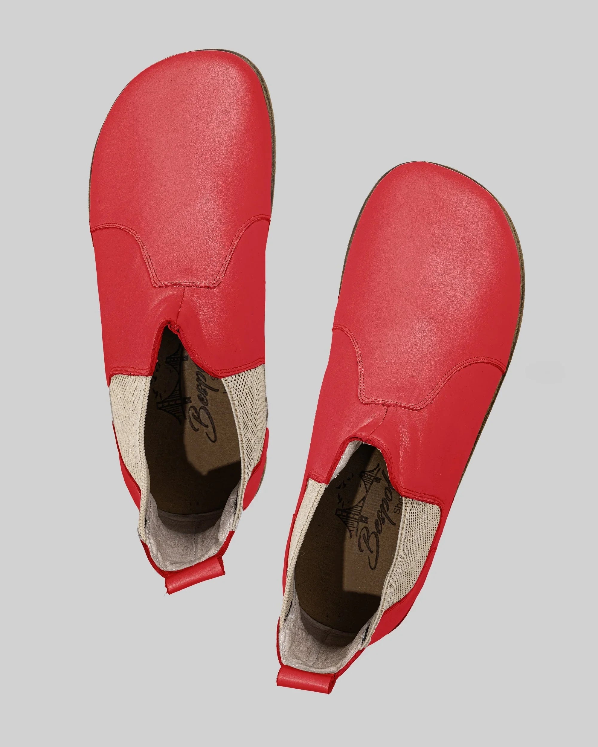 Side view Red Chelsea Boots - Calf Leather Zero Drop | Bespoky