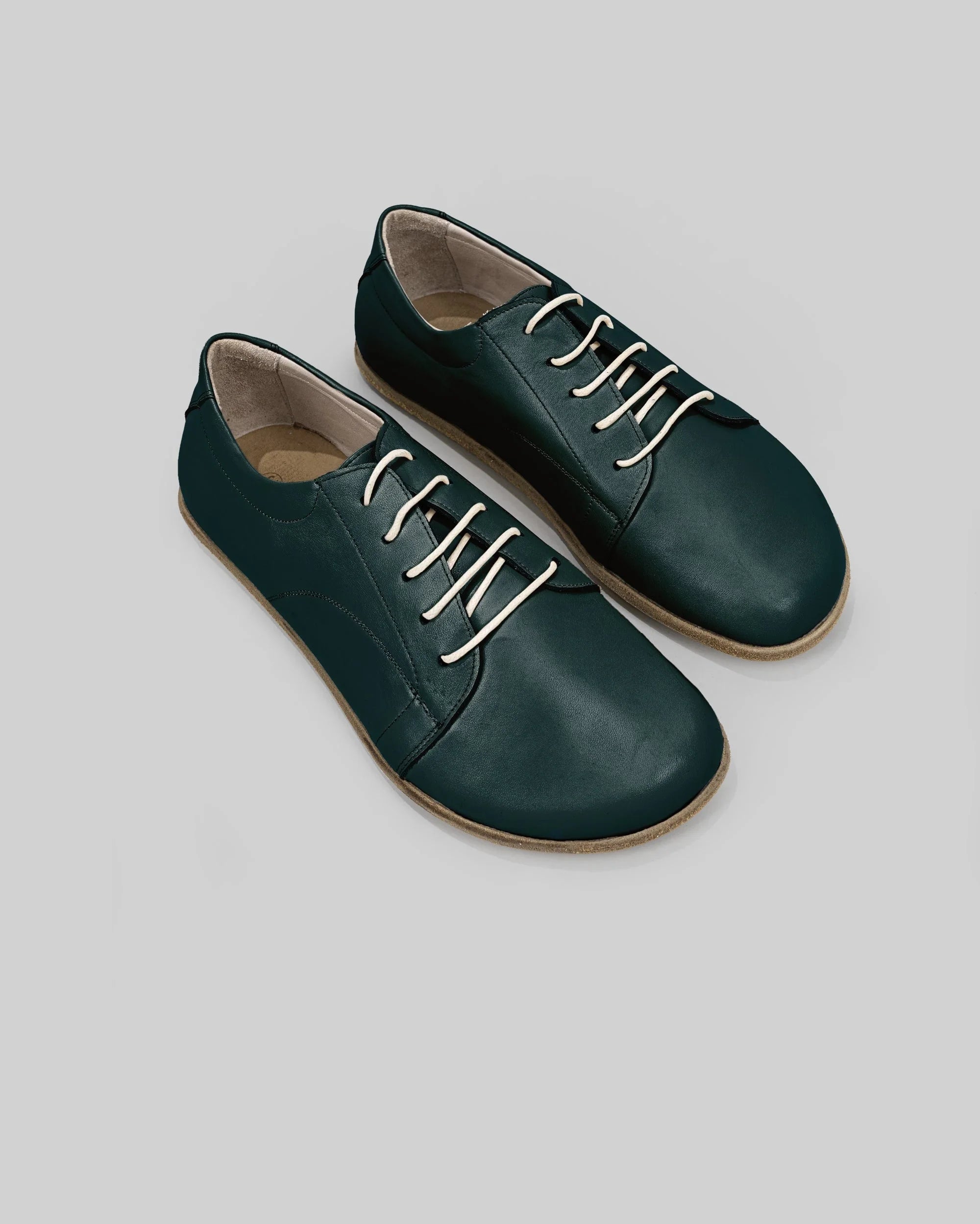 Women's Dark Green Barefoot Sneaker - Handcrafted Calf Leather Wide Toe Box | Bespoky