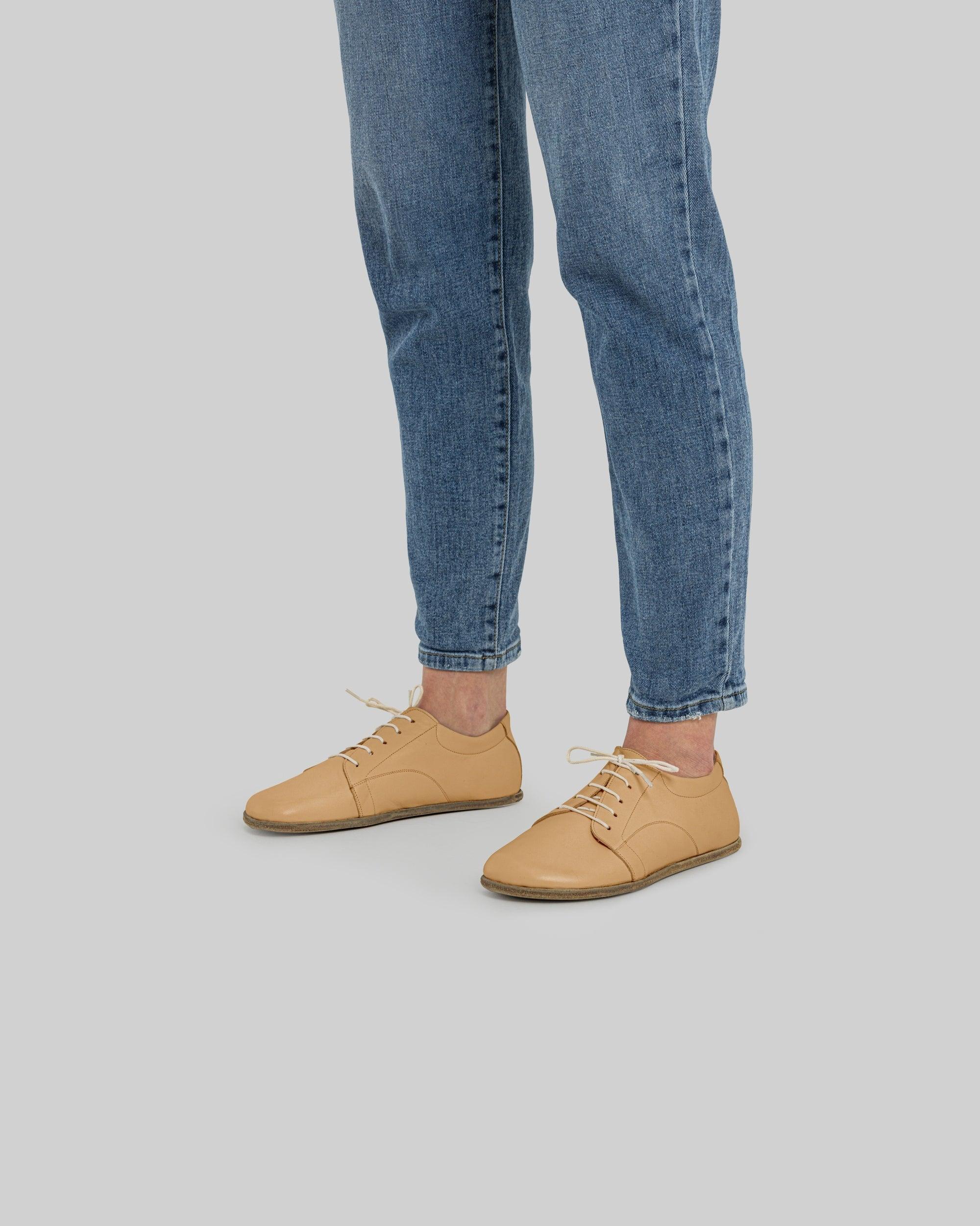 Pair Melon Yellow Barefoot Sneaker - Barefoot Wide Toe Calf Leather | Bespoky