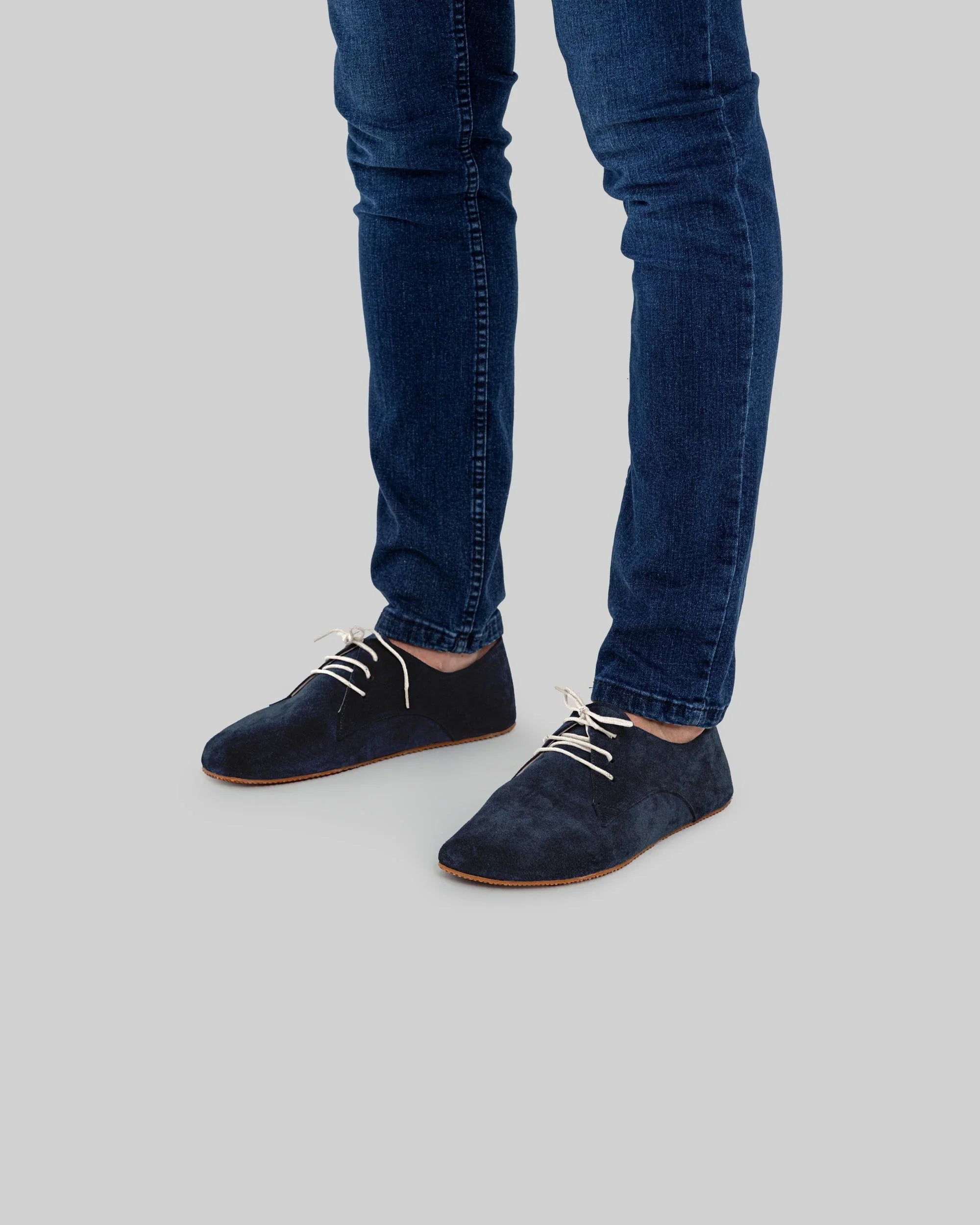 Detail Navy Suede Oxford Shoes - Handcrafted Calf Leather Turkey | Bespoky