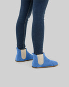 Pair Blue Suede Chelsea Boots - Barefoot Wide Toe Calf Leather | Bespoky