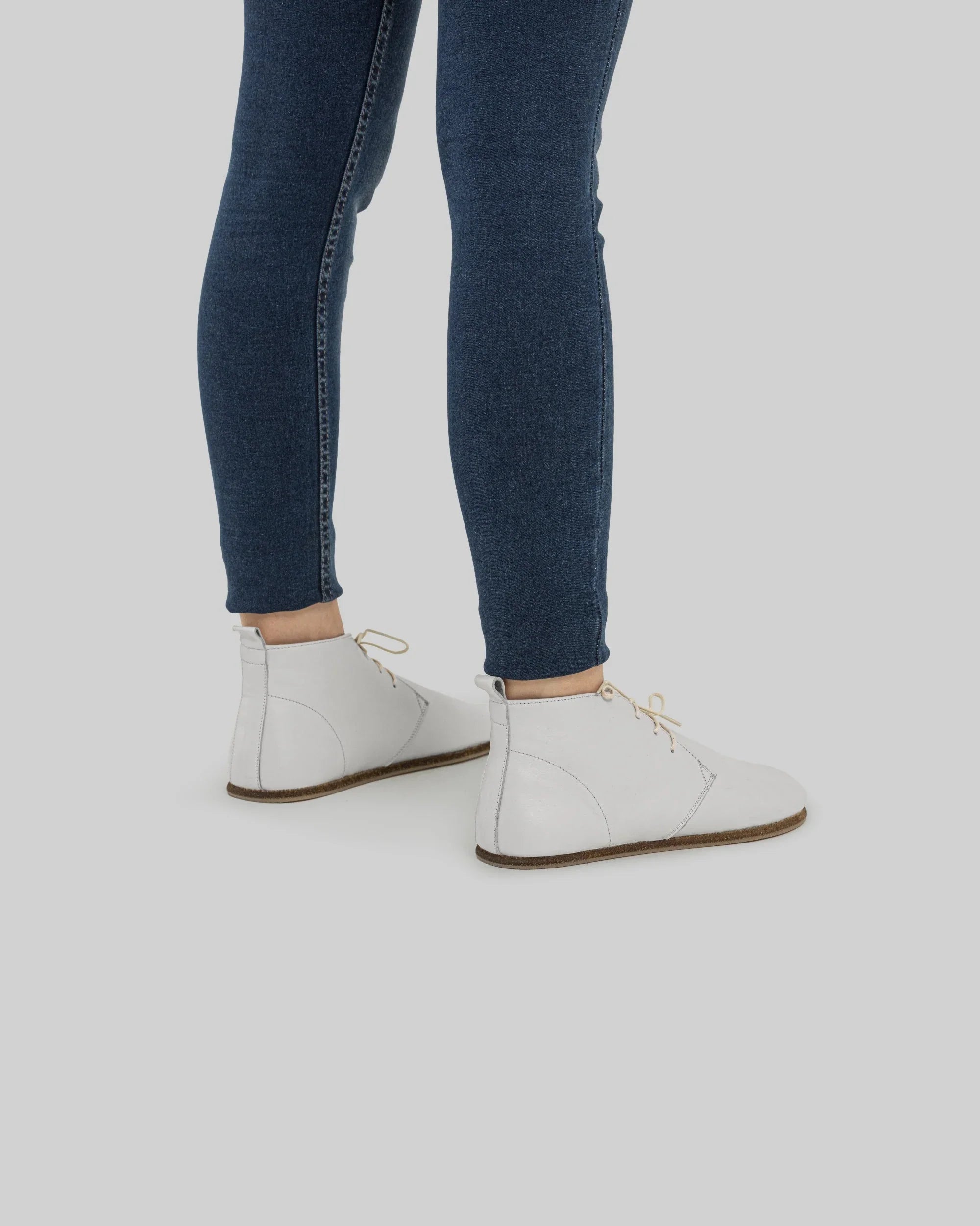 Back view White Ankle Boots - Calf Leather Handcrafted | Bespoky