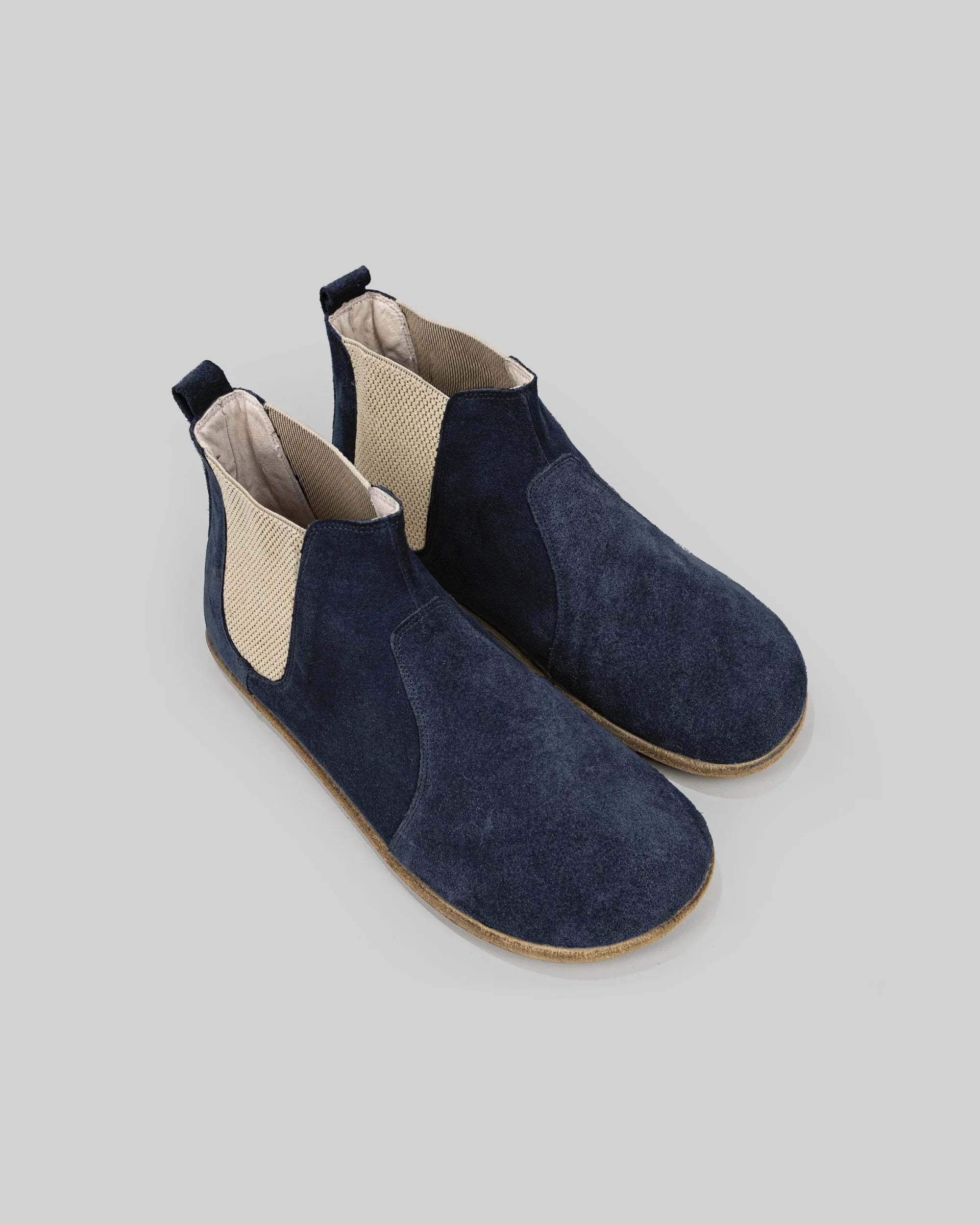 Women's Navy Chelsea Boots - Handcrafted Calf Leather Wide Toe Box | Bespoky