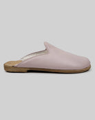 Close-up calf leather - Pink Shearling Slippers Detail | Bespoky