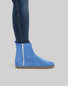 Detail Blue Suede Chelsea Boots - Handcrafted Calf Leather Turkey | Bespoky