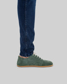 Pair Green Suede Barefoot Sneaker - Barefoot Wide Toe Calf Leather | Bespoky