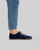 Pair Navy Blue Oxford Shoes - Barefoot Wide Toe Calf Leather | Bespoky