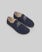Men's Navy Nubuck Oxford Shoes - Handcrafted Calf Leather Wide Toe Box | Bespoky