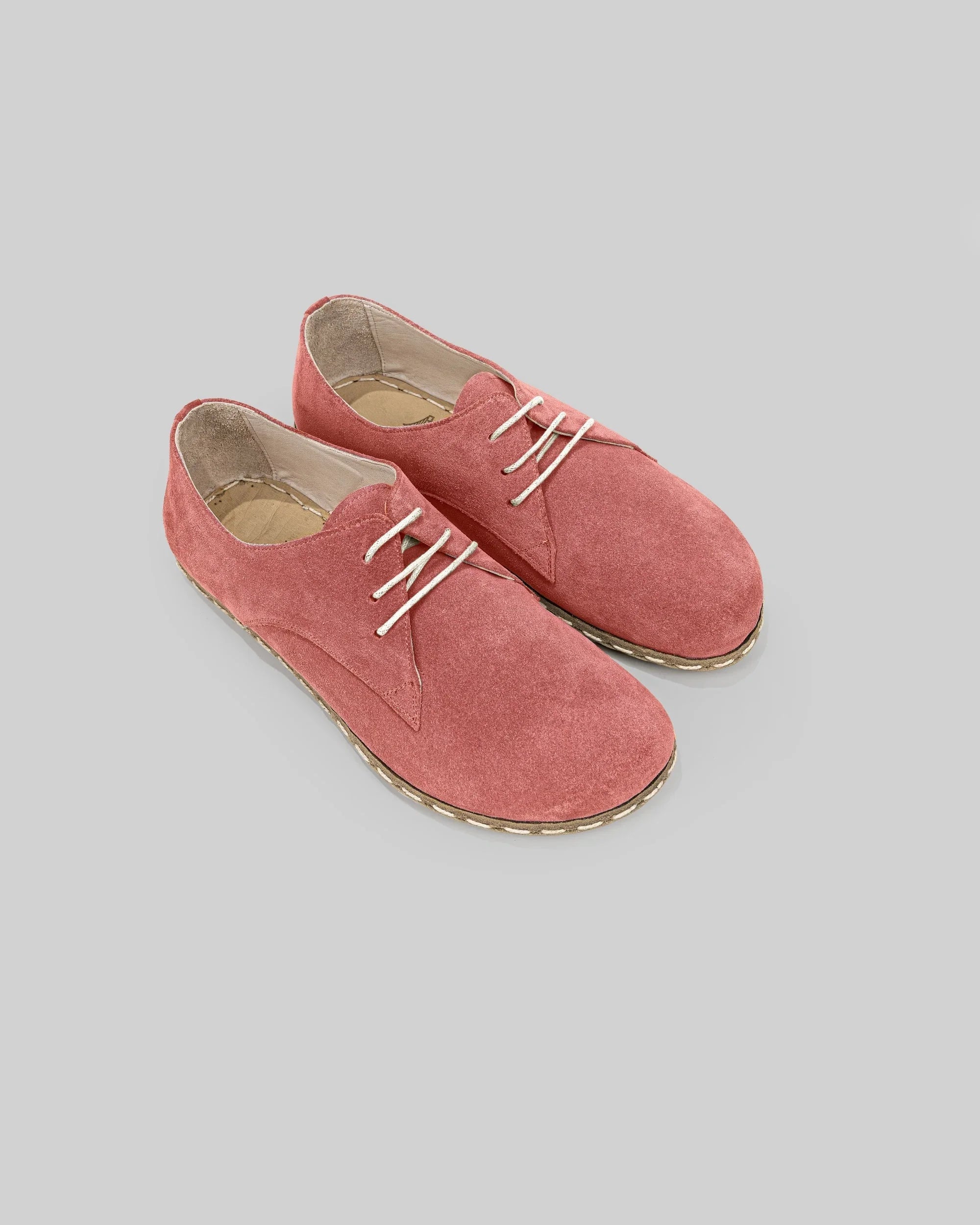 Men's Pink Suede Oxford Shoes - Handcrafted Calf Leather Wide Toe Box | Bespoky