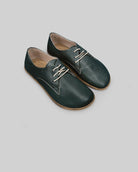 Women's Dark Green Oxford Shoes - Handcrafted Calf Leather Wide Toe Box | Bespoky