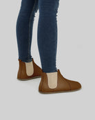 Pair Dark Tan Chelsea Boots - Barefoot Wide Toe Calf Leather | Bespoky
