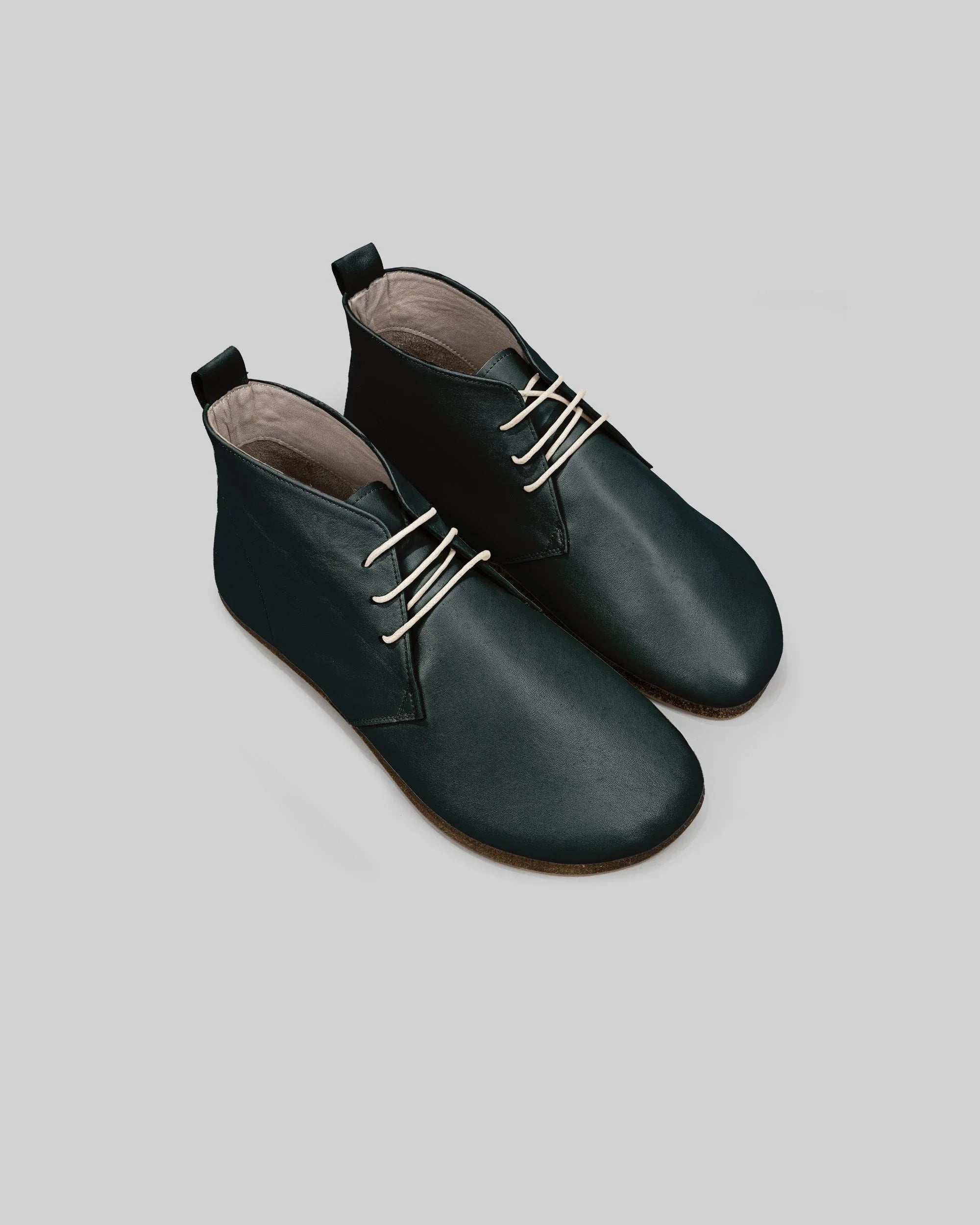 Men's Dark Green Ankle Boots - Handcrafted Calf Leather Wide Toe Box | Bespoky