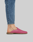 Pair Fuchsia Shearling Slippers - Barefoot Wide Toe Calf Leather | Bespoky