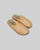 Women's Melon Yellow Shearling Slippers - Handcrafted Calf Leather Wide Toe Box | Bespoky