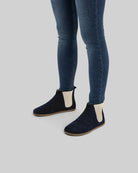 Detail Navy Suede Chelsea Boots - Handcrafted Calf Leather Turkey | Bespoky