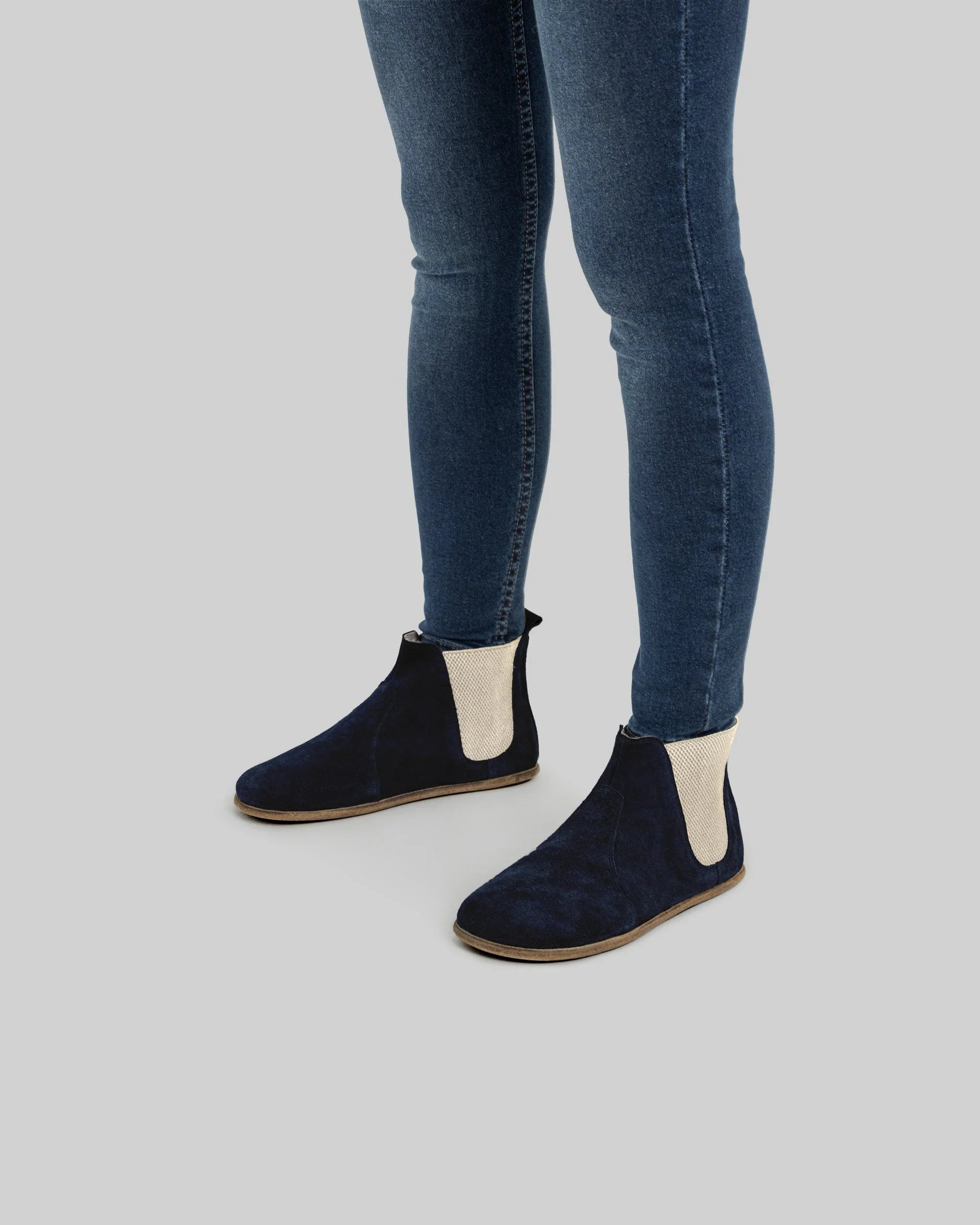 Detail Navy Suede Chelsea Boots - Handcrafted Calf Leather Turkey | Bespoky