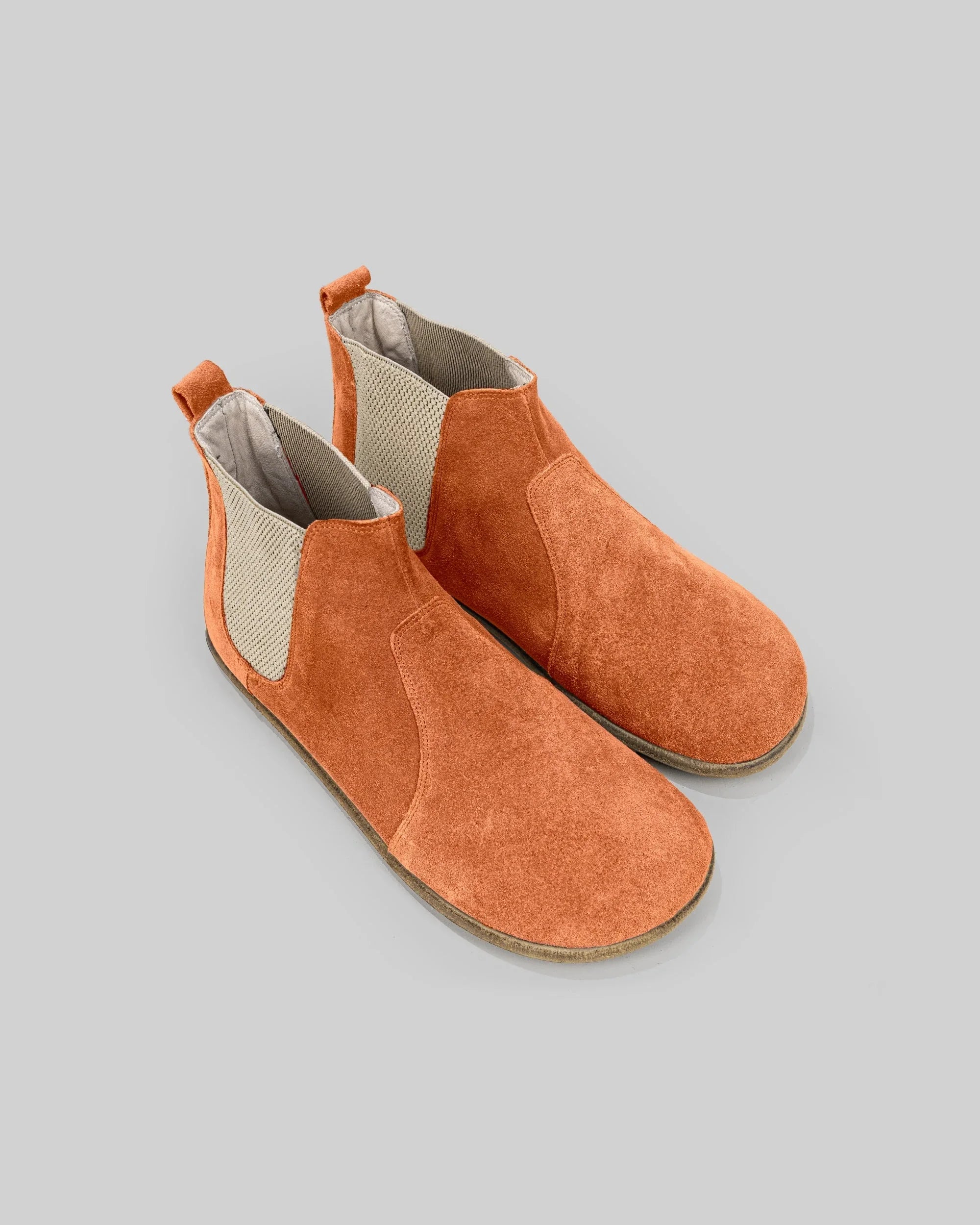 Men's Orange Suede Chelsea Boots - Handcrafted Calf Leather Wide Toe Box | Bespoky