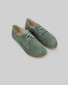 Women's Green Oxford Shoes - Handcrafted Calf Leather Wide Toe Box | Bespoky