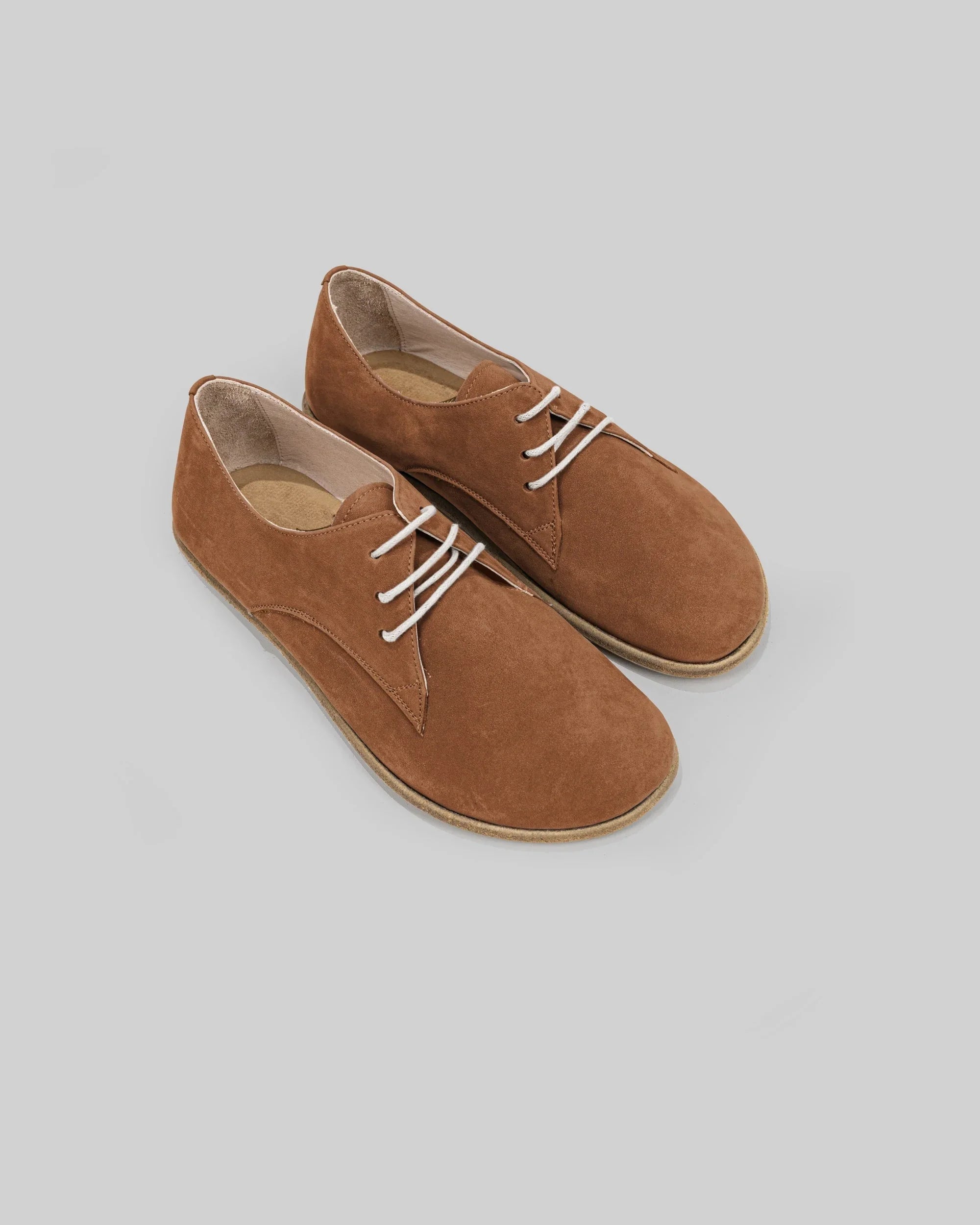 Women's Tan Oxford Shoes - Handcrafted Calf Leather Wide Toe Box | Bespoky