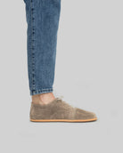 Pair Beige Nubuck Barefoot Sneaker - Barefoot Wide Toe Calf Leather | Bespoky