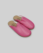 Women's Fuchsia Shearling Slippers - Handcrafted Calf Leather Wide Toe Box | Bespoky