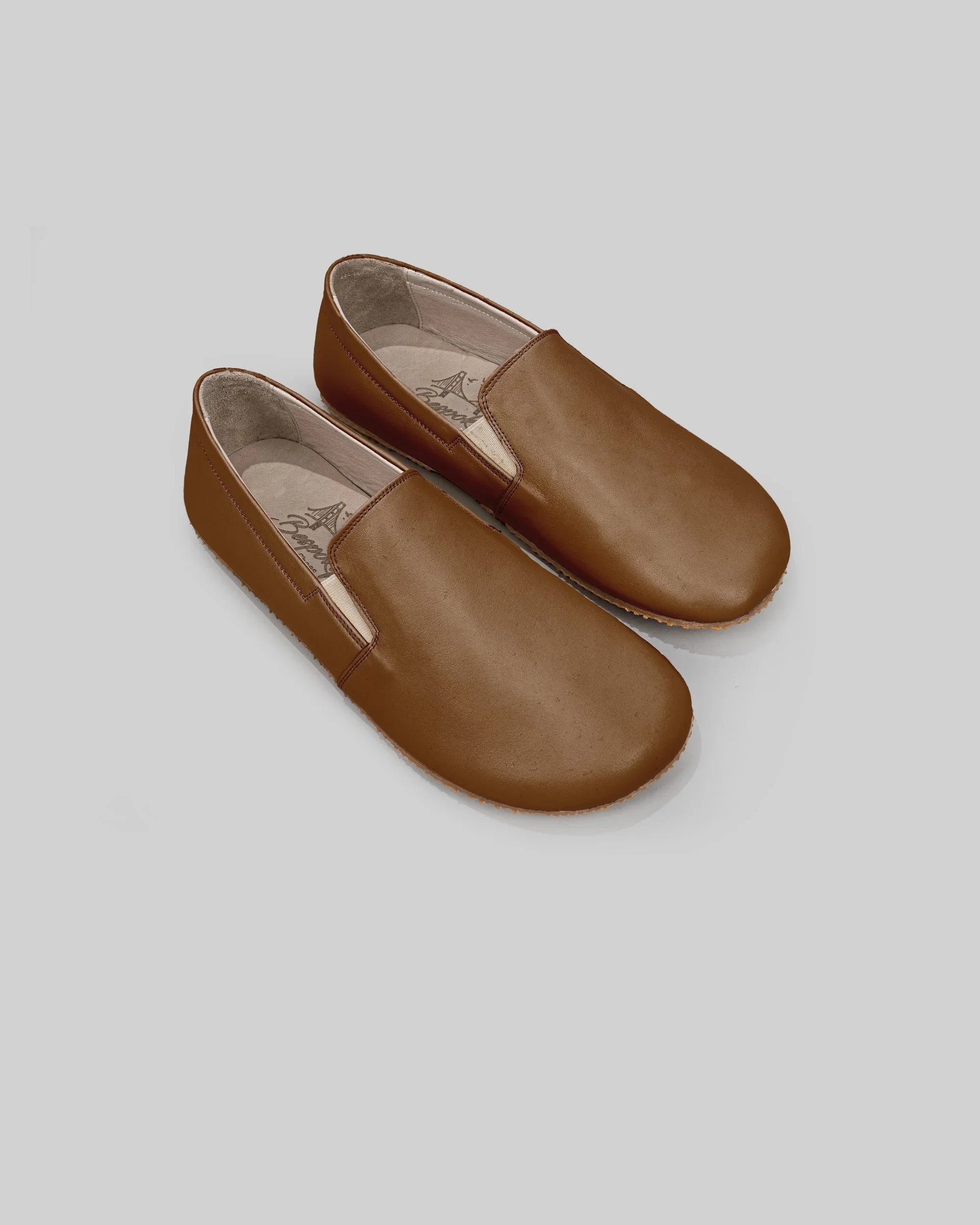 Men's Dark Tan Barefoot Shoes - Handcrafted Calf Leather Wide Toe Box | Bespoky