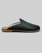 Side view Dark Green Shearling Slippers - Calf Leather Zero Drop | Bespoky