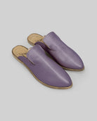 Women's Purple Pointed Toe Mules - Handcrafted Calf Leather Wide Toe Box | Bespoky