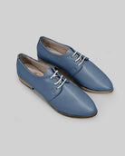 Women's Jean Blue Pointed Toe Oxford - Handcrafted Calf Leather Wide Toe Box | Bespoky