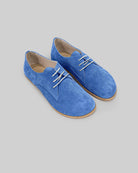 Men's Blue Suede Oxford Shoes - Handcrafted Calf Leather Wide Toe Box | Bespoky