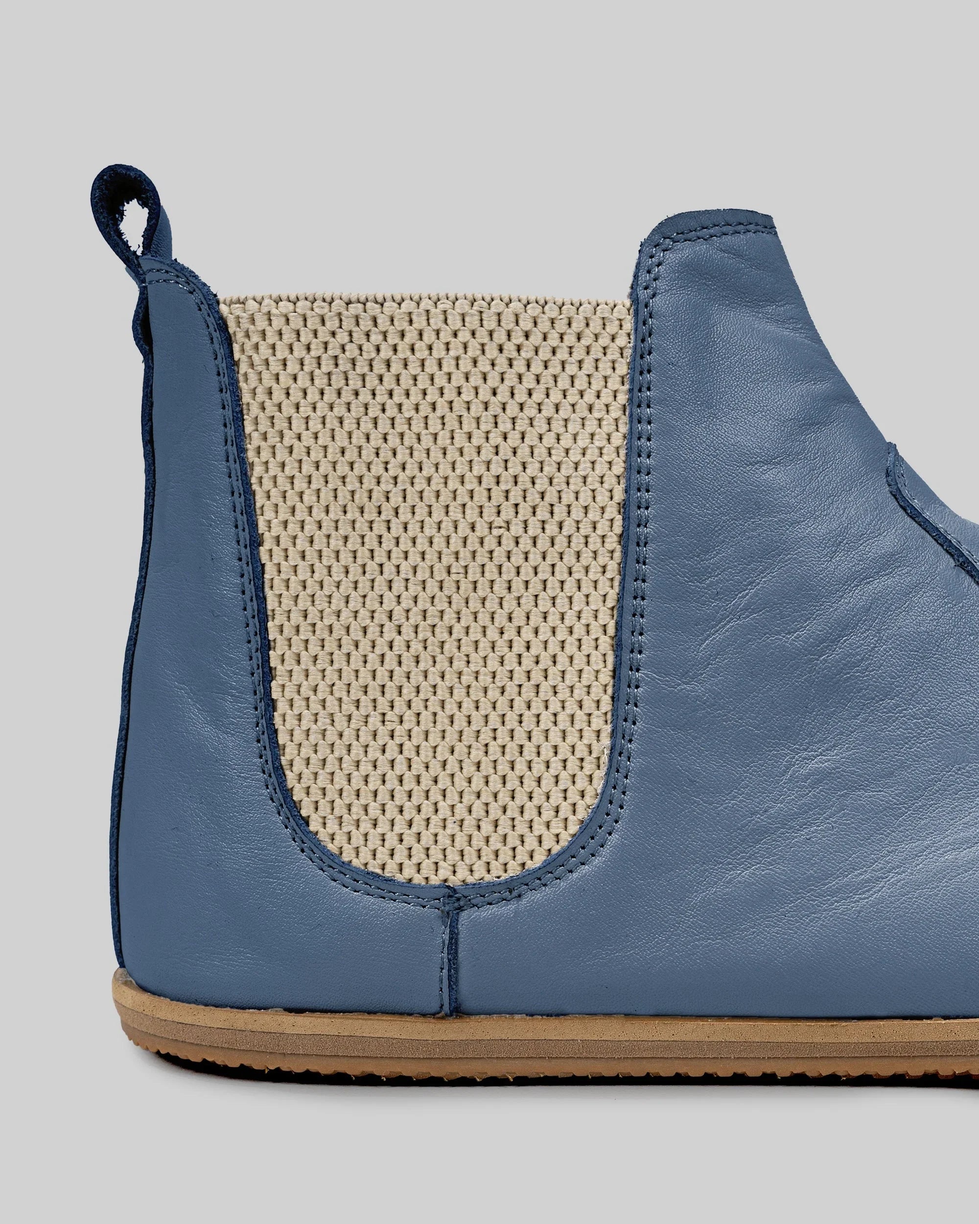 Side view Jean Blue Chelsea Boots - Calf Leather Zero Drop | Bespoky