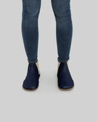 Detail Navy Blue Chelsea Boots - Handcrafted Calf Leather Turkey | Bespoky