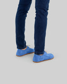 Detail Blue Suede Oxford Shoes - Handcrafted Calf Leather Turkey | Bespoky
