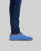 Detail Blue Suede Oxford Shoes - Handcrafted Calf Leather Turkey | Bespoky