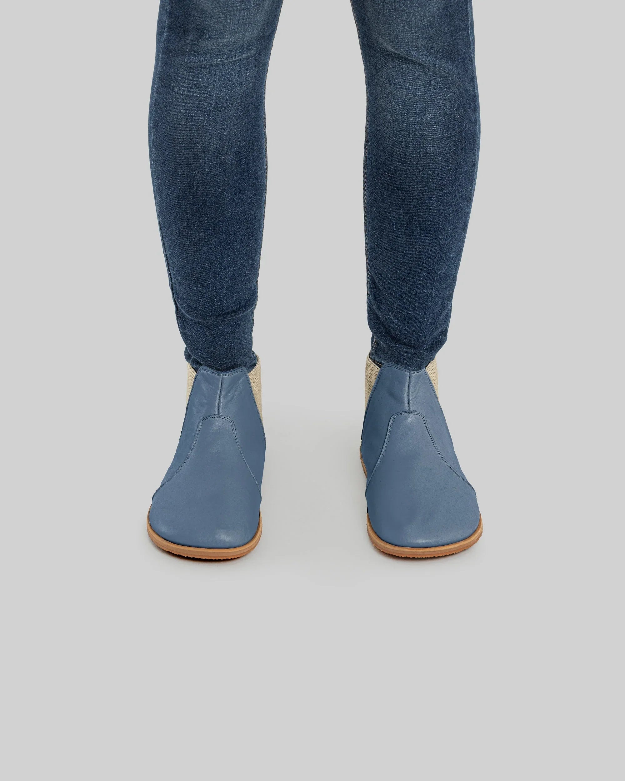 Pair Jean Blue Chelsea Boots - Barefoot Wide Toe Calf Leather | Bespoky