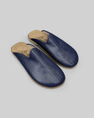 Men's Navy Blue Slippers - Handcrafted Calf Leather Wide Toe Box | Bespoky